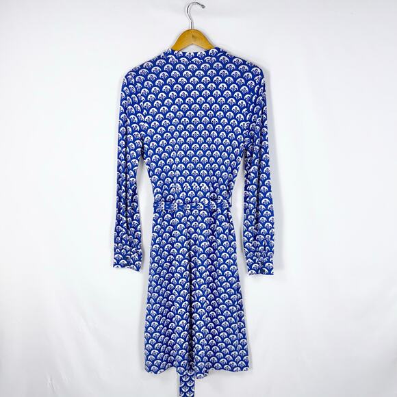 Boden Dress Women’s Julia Long Sleeve Knit Shirtdress Size 8 Blue Geometric - Picture 6 of 15